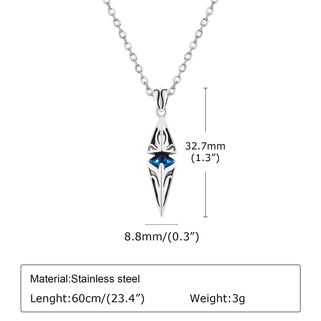 Stylish Blue Stone Necklaces for Men, Stainless Steel Cube Geometric Pendant Collar Jewelry, Birthday Party Gifts for Him