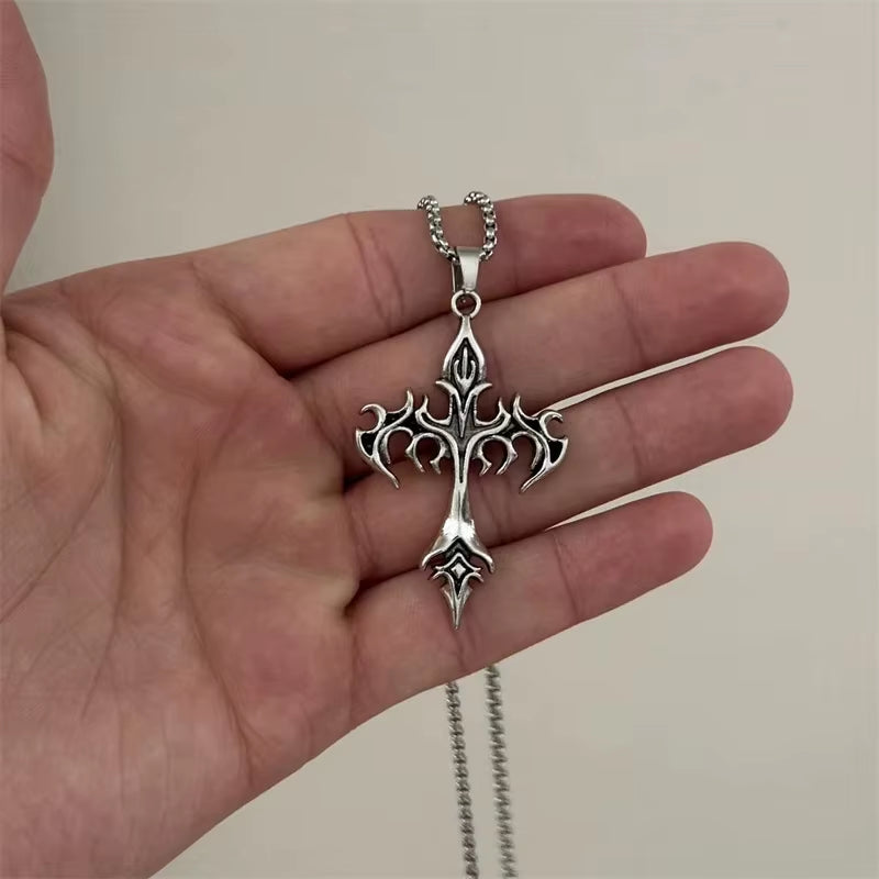 European and American Fashion Personality Retro Gothic Cross Necklace for Men and Women Street Hip-Hop Trendsetters Versatile Pe