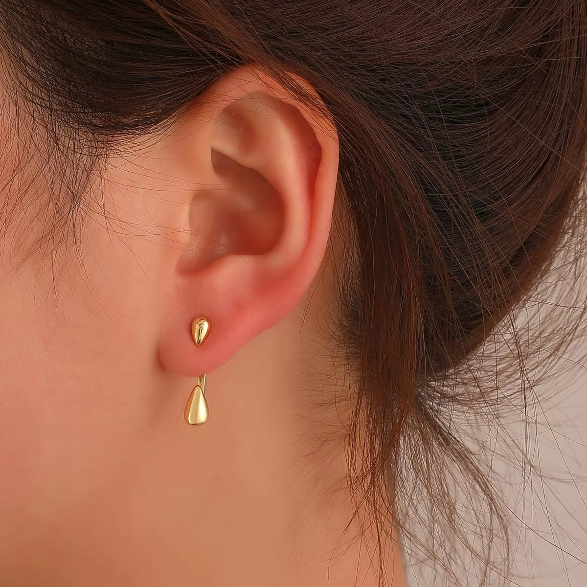 Retro Minimalist Geometric Square Detachable Triangles Stainless Steel Stud Earrings for Women Fashion Jewelry Accessories Party