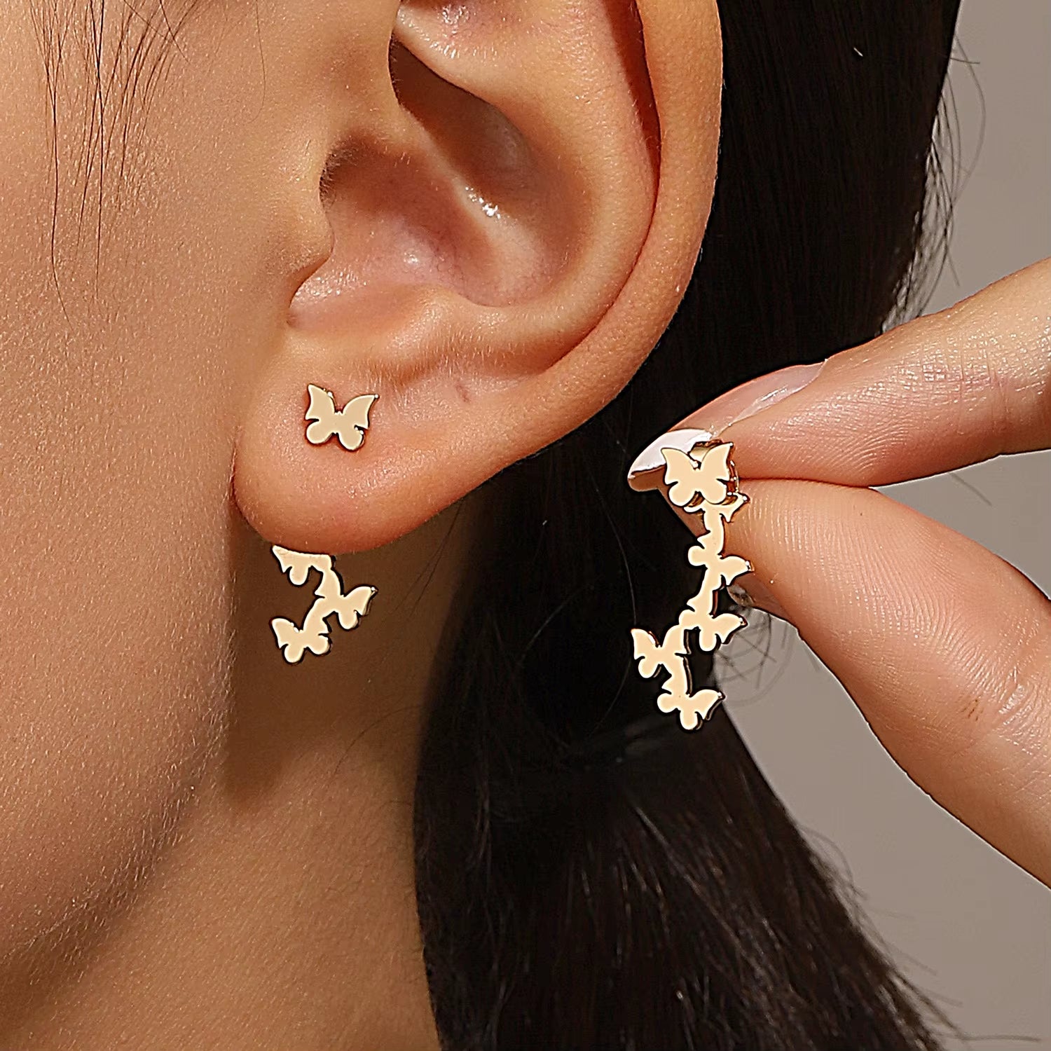 Retro Minimalist Geometric Square Detachable Triangles Stainless Steel Stud Earrings for Women Fashion Jewelry Accessories Party
