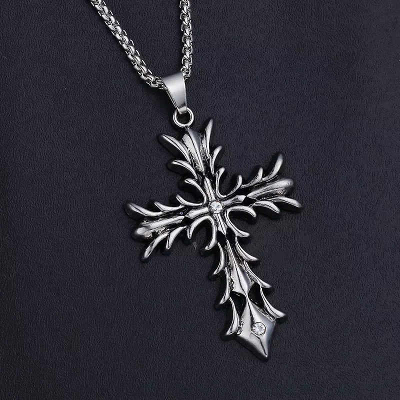Mask Necklace Spearhead Cross Pendant Fashion Charm Sun Compass Skeleton Pentagram Sweater Chain Jewelry for Men Women Gifts