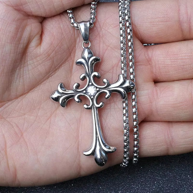 European and American Fashion Personality Retro Gothic Cross Necklace for Men and Women Street Hip-Hop Trendsetters Versatile Pe