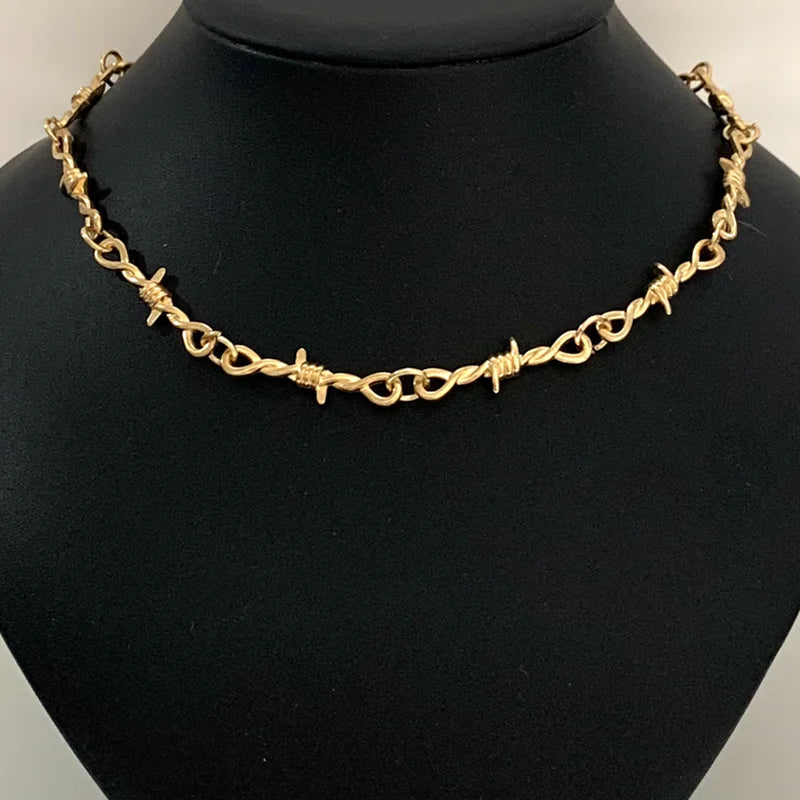 Small Wire Brambles Iron Heart Choker Necklace Women Hip-Hop Gothic Punk Style Barbed Wire Little Thorns Chain Choker Gifts