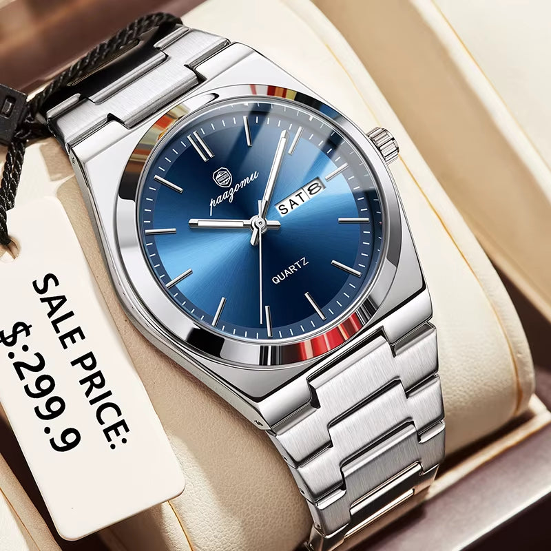 Luxury Sport Quartz Man Wristwatch Waterproof Luminous Date Week Men Watches Stainless Steel Men'S Watch Male Reloj+Box