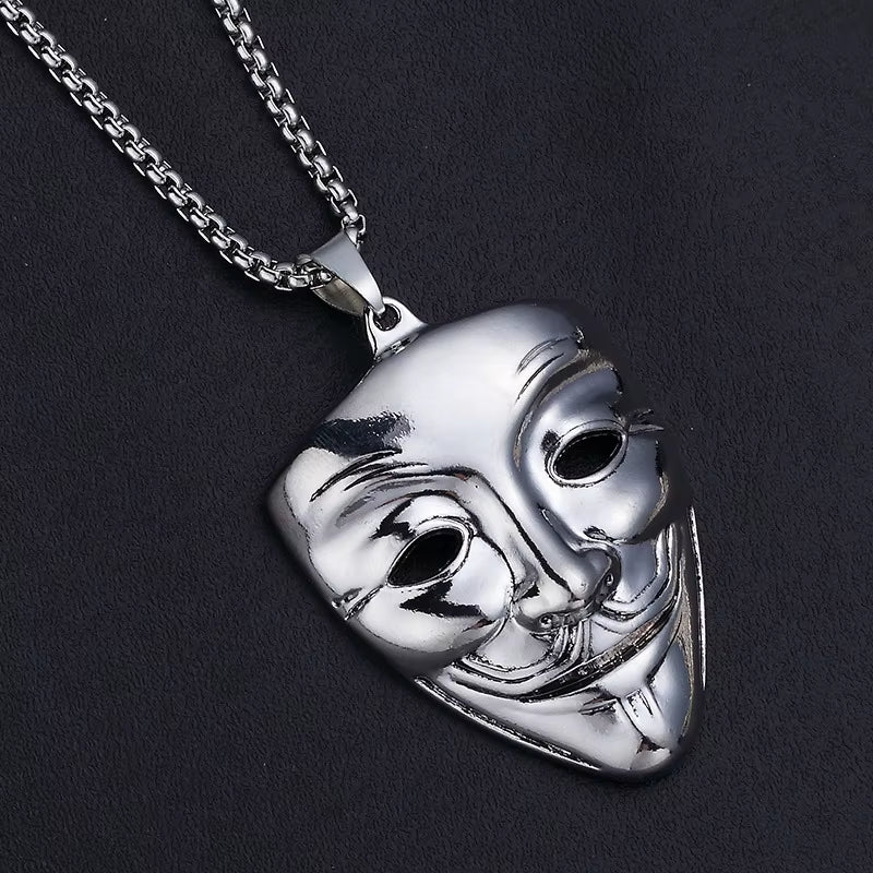 Mask Necklace Spearhead Cross Pendant Fashion Charm Sun Compass Skeleton Pentagram Sweater Chain Jewelry for Men Women Gifts