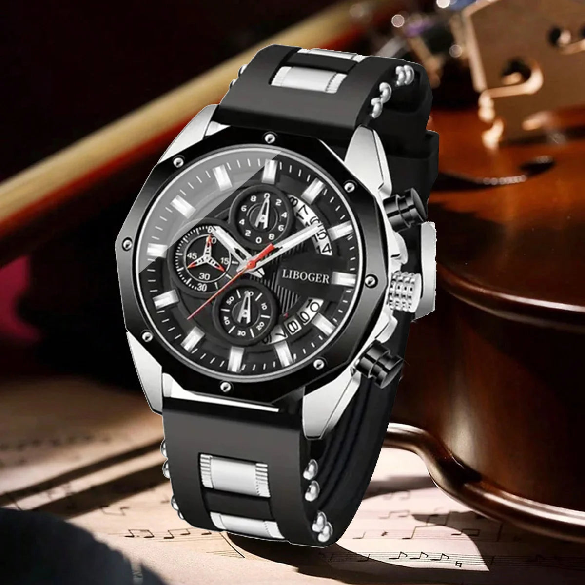 Fashion Men Watch Silica Gel Strap Mens Quartz Watches Date Function Business Casual Watch for Men Gift