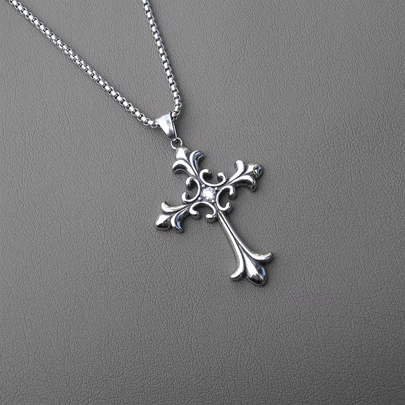 European and American Fashion Personality Retro Gothic Cross Necklace for Men and Women Street Hip-Hop Trendsetters Versatile Pe