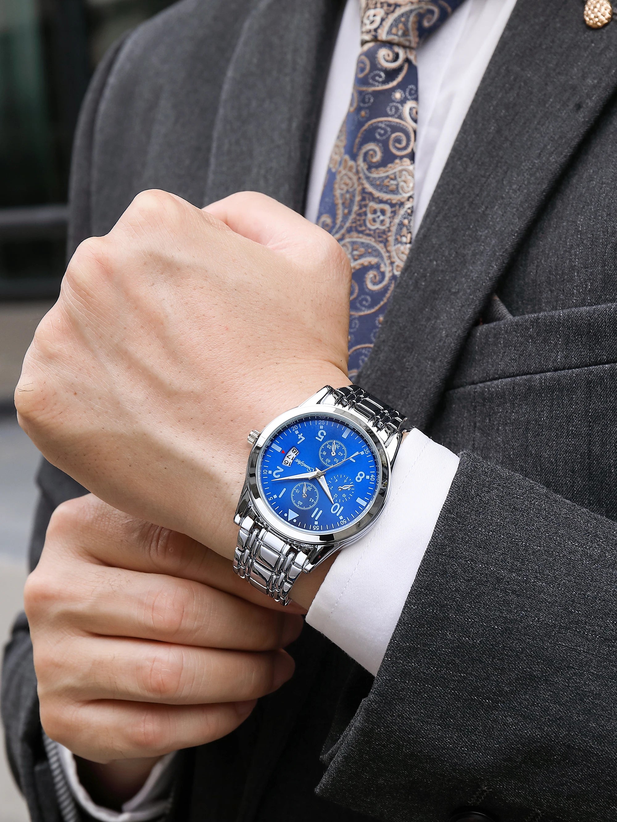 Brand Men'S Watches Business Quartz-Watch Luminous Waterproof Steel Strap Relogios Masculinos