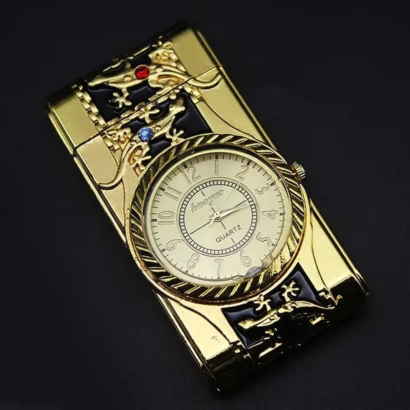 Gecko Shape Quartz Clock Lighter, Compact Gas Lighter, Butane Jet Torch, Cigarette Cigar, Direct Fire Lighter, Men'S Gift