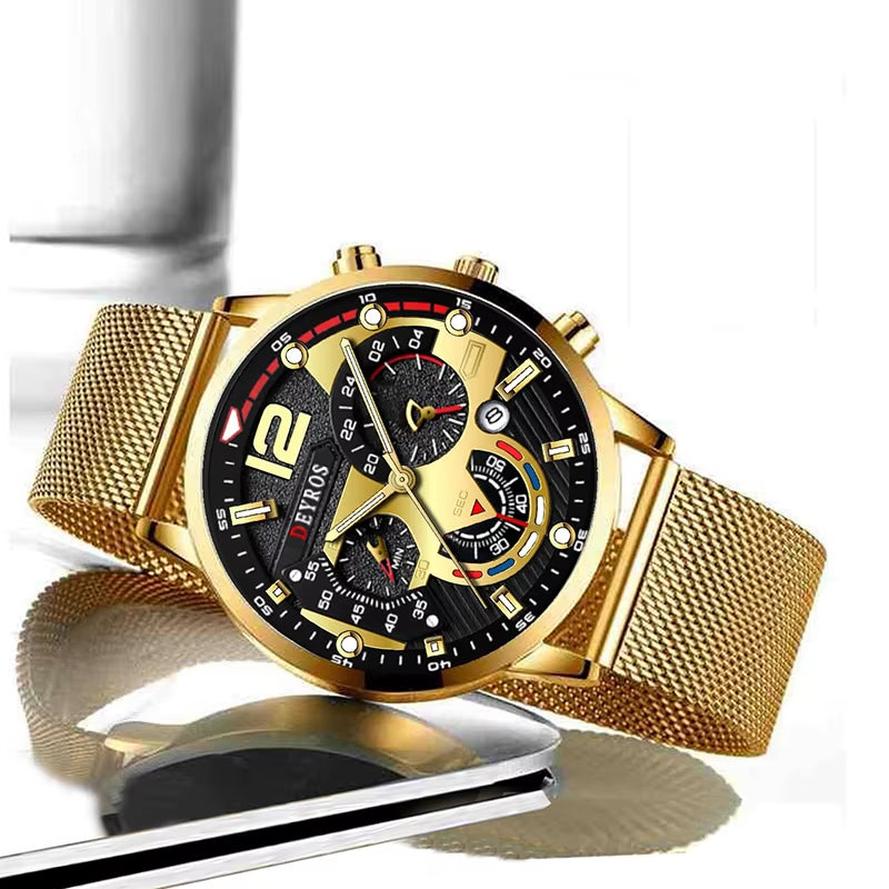 Fashion Mens Business Watches Luxury Quartz Wrist Watch Luminous Clock Men Casual Calendar Watch