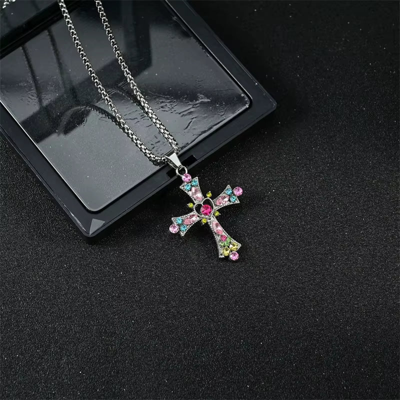 European and American Fashion Personality Retro Gothic Cross Necklace for Men and Women Street Hip-Hop Trendsetters Versatile Pe