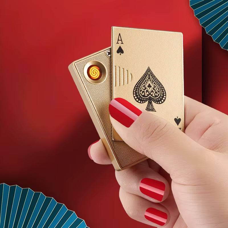 Creative Tungsten Wire USB Windproof Lighter for Metal Playing Card Charging High End Festival Gift Smoking Accessories Tool