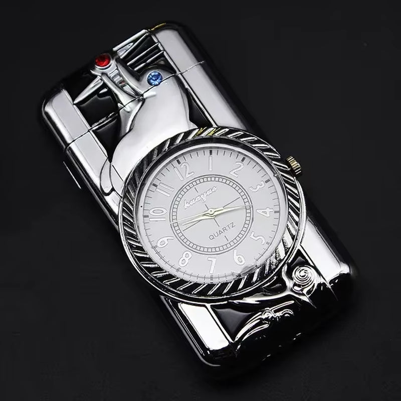 Gecko Shape Quartz Clock Lighter, Compact Gas Lighter, Butane Jet Torch, Cigarette Cigar, Direct Fire Lighter, Men'S Gift