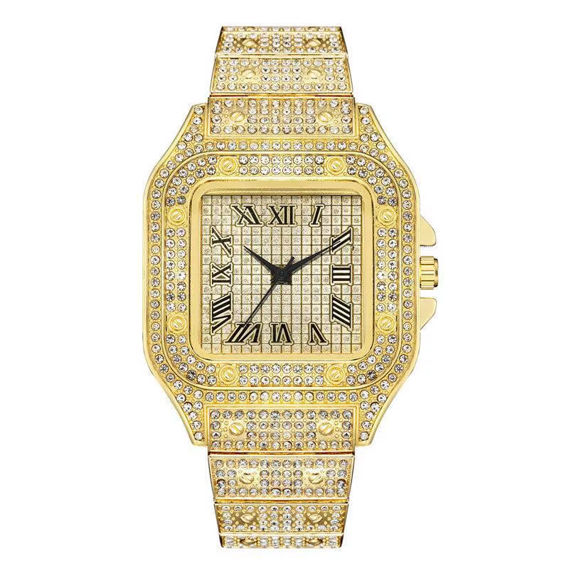 Luxury Diamond Men Women Watches Gold Watch Ladies Wrist Watch Luxury Rhinestone Unisex Bracelet Watches Female Clock 2024 New