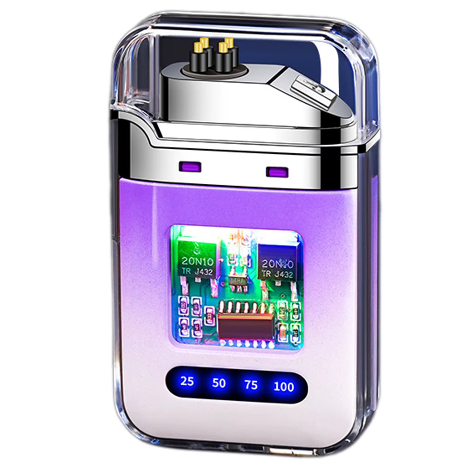Rechargeable Electronic Lighter Transparent USB Flameless Lighter with Digital Display Present for Dad
