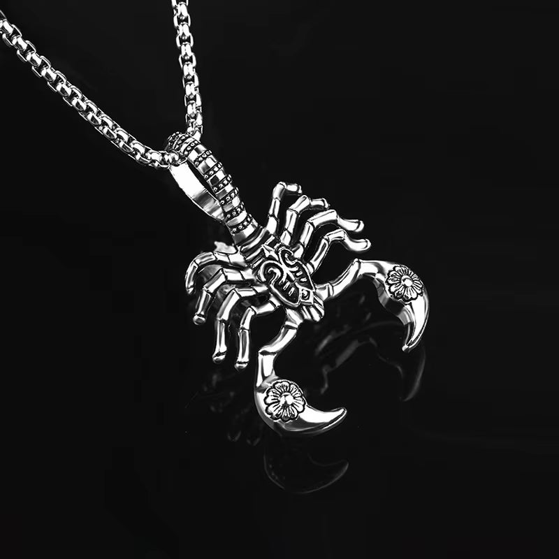 Hip Hop Rock Scorpion Pendant Necklace for Men Women Vintage Trendy Stainless Steel Insect Neck Chain Punk Cool Party Jewelry