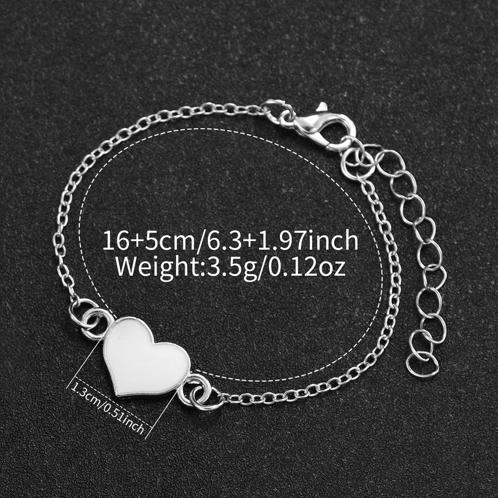 2Pcs/Set Women Stainless Steel Musical Note Quartz Watch with Heart-Shaped Bracelet