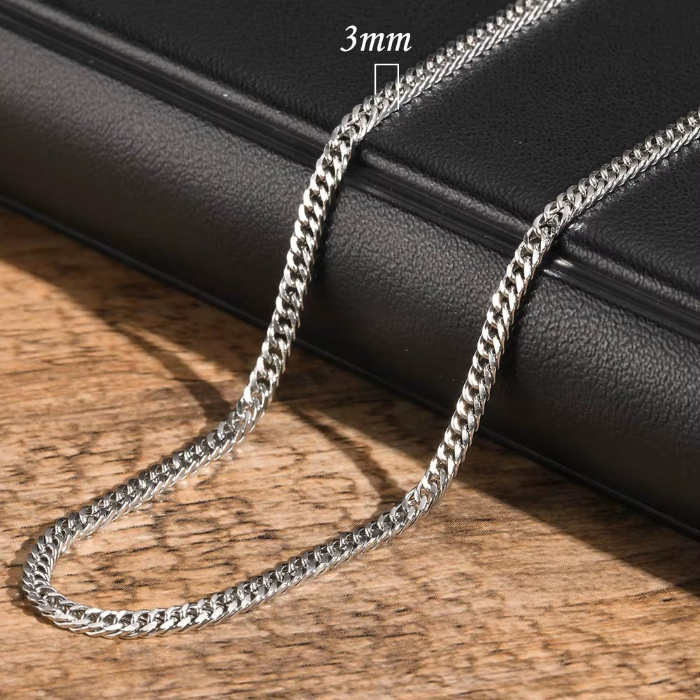 3/5/7/9Mm Thick Cuban Chain Necklaces for Men Women,Simple Miami Curb Links Collar,Waterproof Stainless Steel Unisex Chain