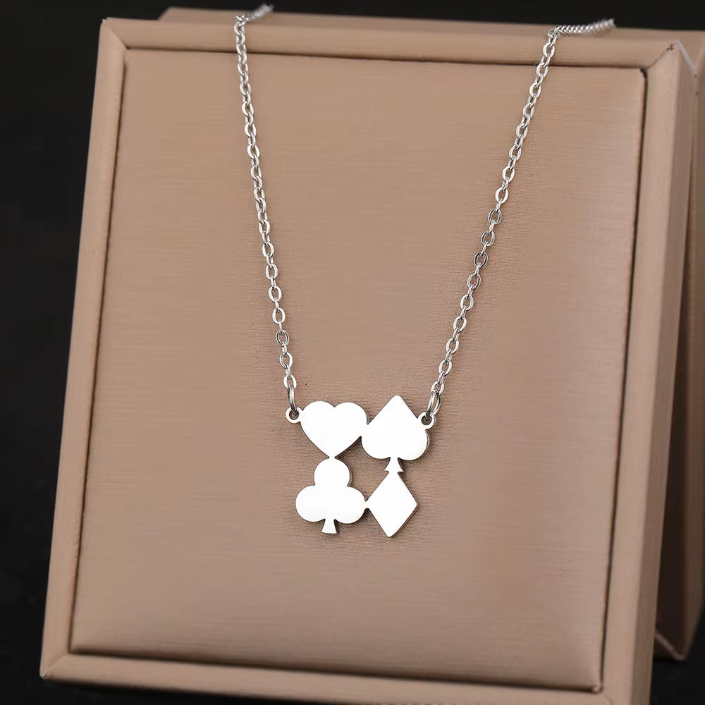 Stainless Steel Necklaces Elegant Exquisite Heart Infinity Symbol Heartbeat Pendants Chain Trend Fine Necklace for Women Jewelry