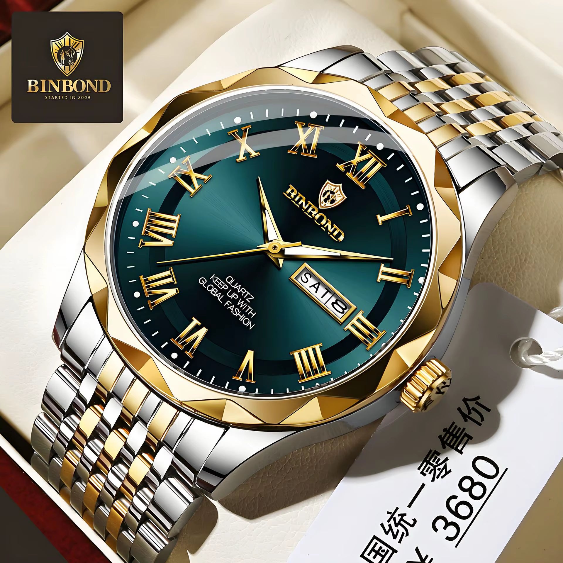 New Men'S Watch Light Luxury High End Brand Business Double Calendar Waterproof Steel Strip Male Fashion Quartz Watches Gift