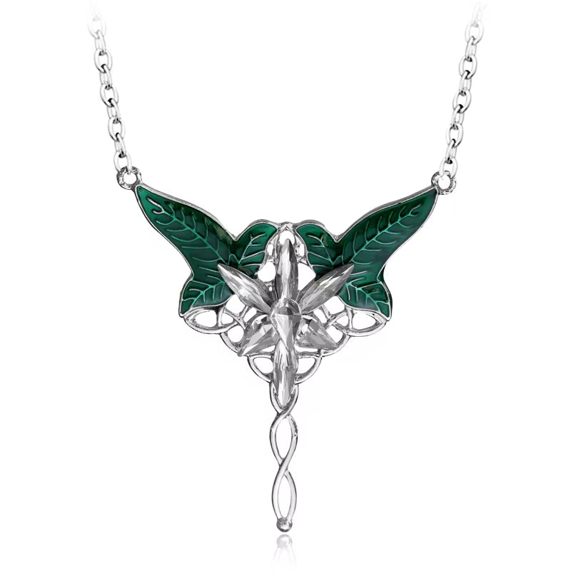 Lord Rings Arwen Evenstar Necklace the Elves Princess Fashion Crystal Cubic Zirconia Stone Pendant for Women Wedding Gifts
