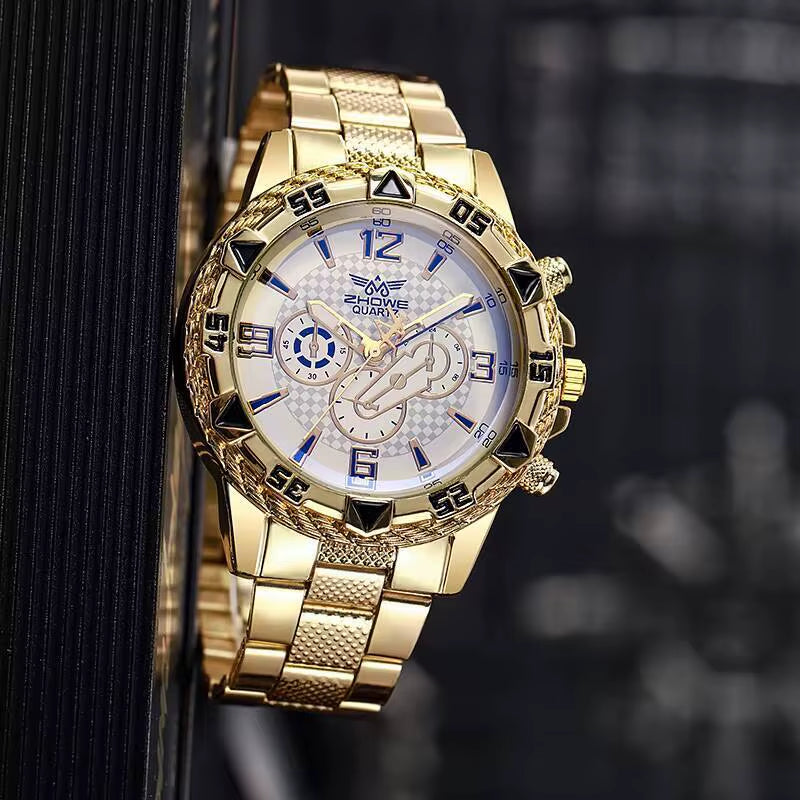 Fashion Big Dial Men'S Watch Steel Band Male Business Quartz Wristwatches Reloj Hombre（Without Box）
