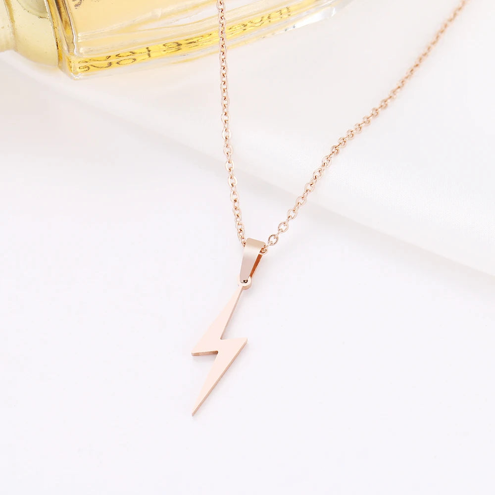 Stainless Steel Necklace Hot Lightning Necklaces for Women Protection Pendants for Girlfriend Gifts Charms Jewelry