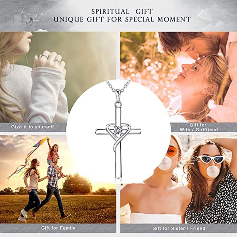 Delicate Trendy Cross Necklace Female Fashion Jewelry with Brilliant Zirconia Silver Color Pendant Accessories for Women
