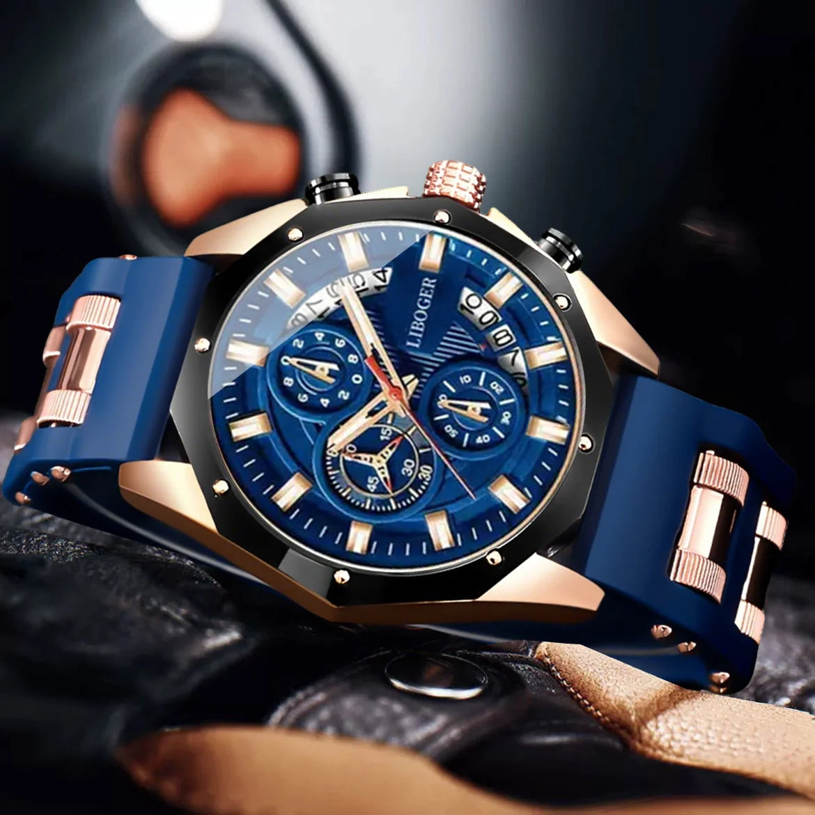 Fashion Men Watch Silica Gel Strap Mens Quartz Watches Date Function Business Casual Watch for Men Gift