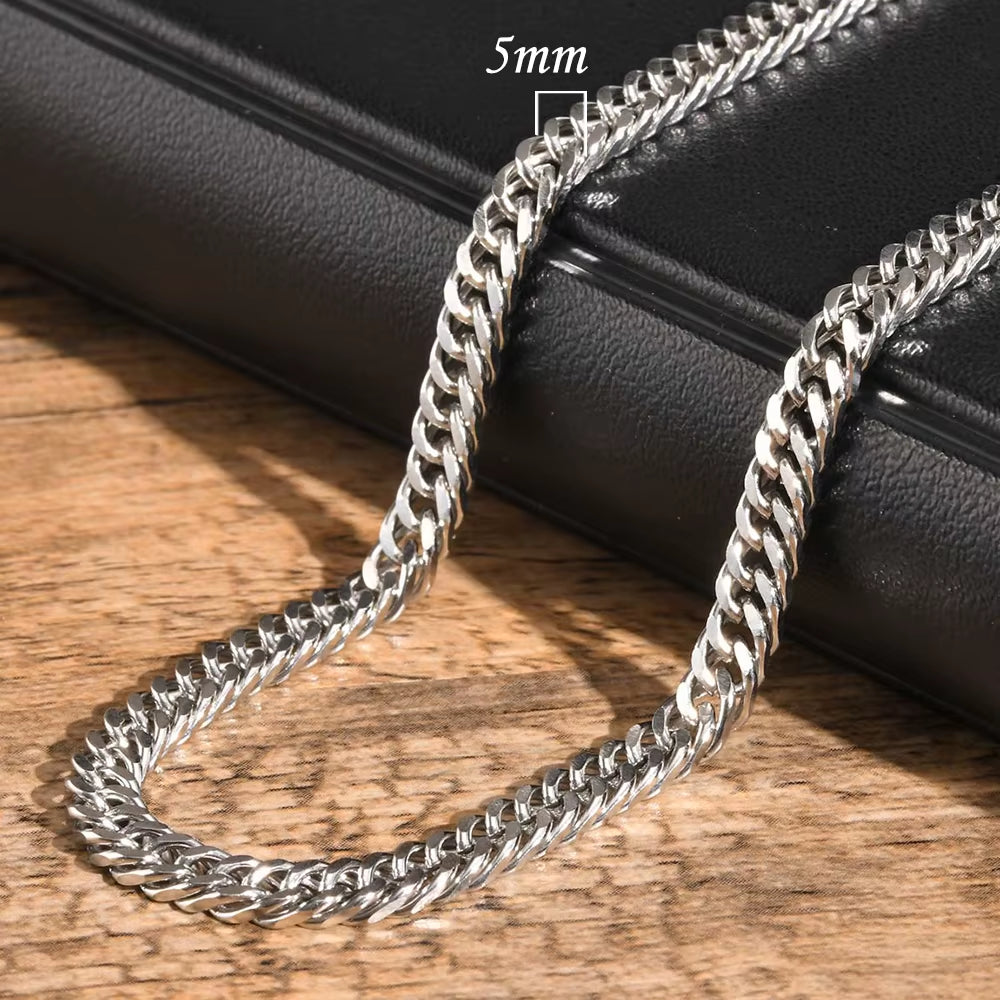 3/5/7/9Mm Thick Cuban Chain Necklaces for Men Women,Simple Miami Curb Links Collar,Waterproof Stainless Steel Unisex Chain