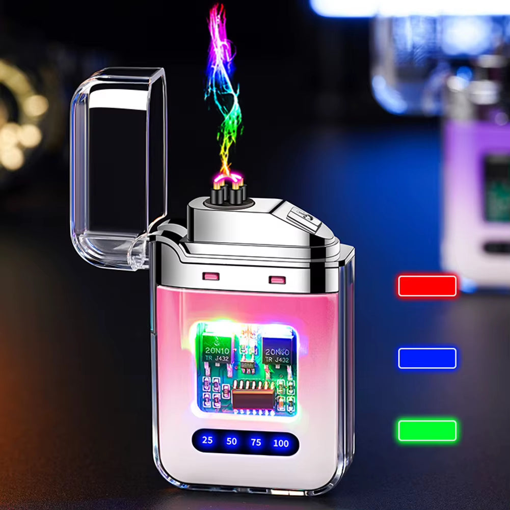 Rechargeable Electronic Lighter Transparent USB Flameless Lighter with Digital Display Present for Dad
