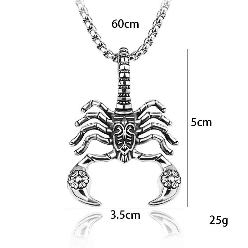 Hip Hop Rock Scorpion Pendant Necklace for Men Women Vintage Trendy Stainless Steel Insect Neck Chain Punk Cool Party Jewelry