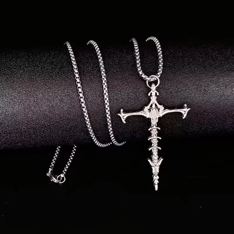 European and American Fashion Personality Retro Gothic Cross Necklace for Men and Women Street Hip-Hop Trendsetters Versatile Pe