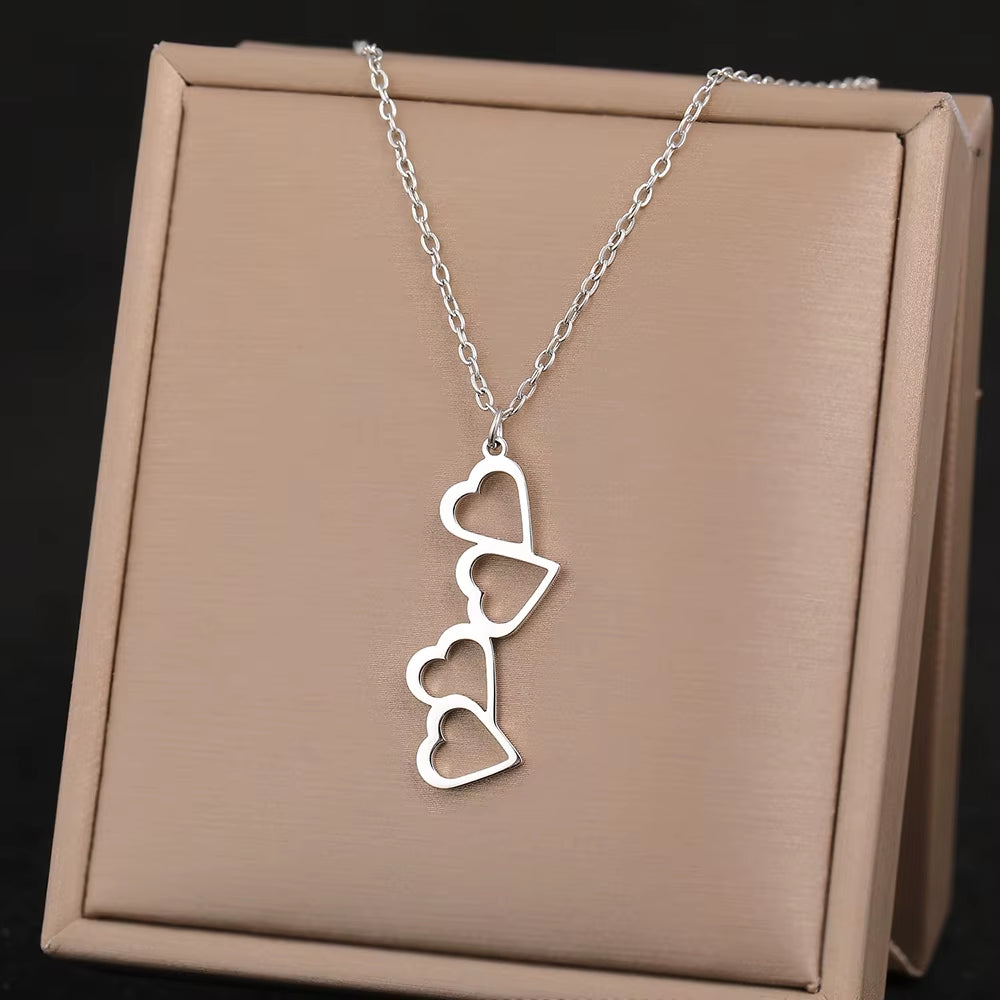 Stainless Steel Necklaces Elegant Exquisite Heart Infinity Symbol Heartbeat Pendants Chain Trend Fine Necklace for Women Jewelry