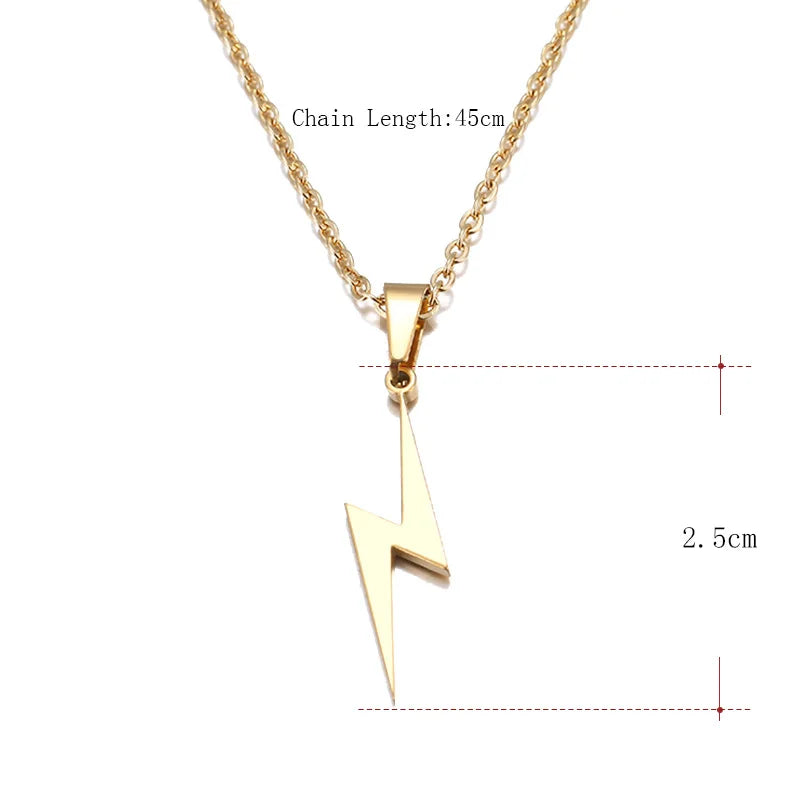 Stainless Steel Necklace Hot Lightning Necklaces for Women Protection Pendants for Girlfriend Gifts Charms Jewelry