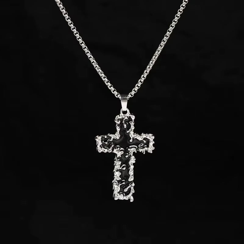 European and American Fashion Personality Retro Gothic Cross Necklace for Men and Women Street Hip-Hop Trendsetters Versatile Pe