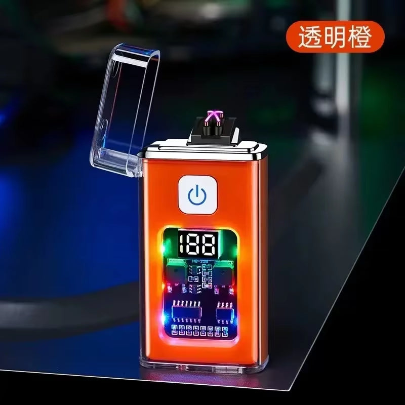 Stylish USB Rechargeable Electric Lighter Cool Windproof Dual ARC Plasma Lighters for Men Outdoor Camping Gadgets Fire Starter