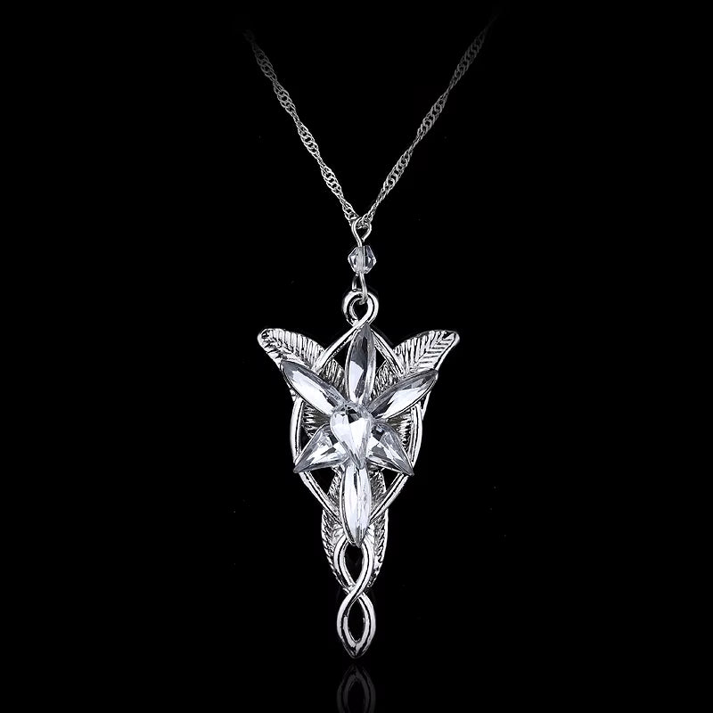 Lord Rings Arwen Evenstar Necklace the Elves Princess Fashion Crystal Cubic Zirconia Stone Pendant for Women Wedding Gifts