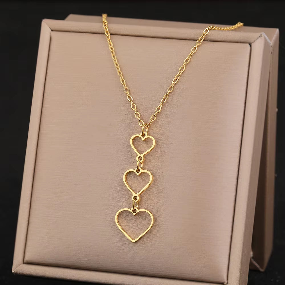 Stainless Steel Necklaces Elegant Exquisite Heart Infinity Symbol Heartbeat Pendants Chain Trend Fine Necklace for Women Jewelry