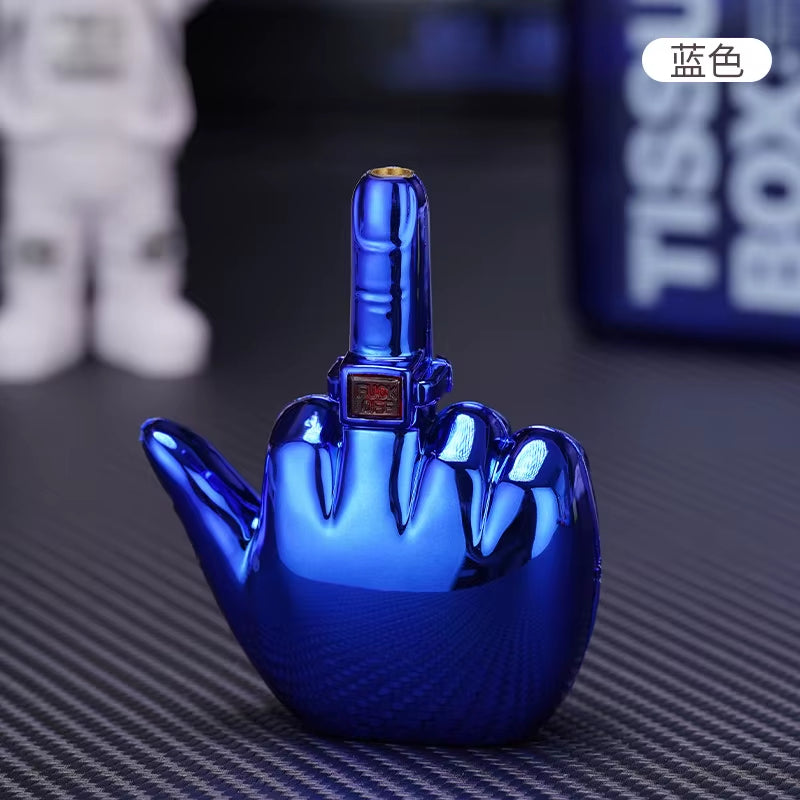 Hilarious Middle Finger Torch Lighter with "F*ck You" Voice - Windproof Jet Flame, Refillable Butane Smoking Accessory