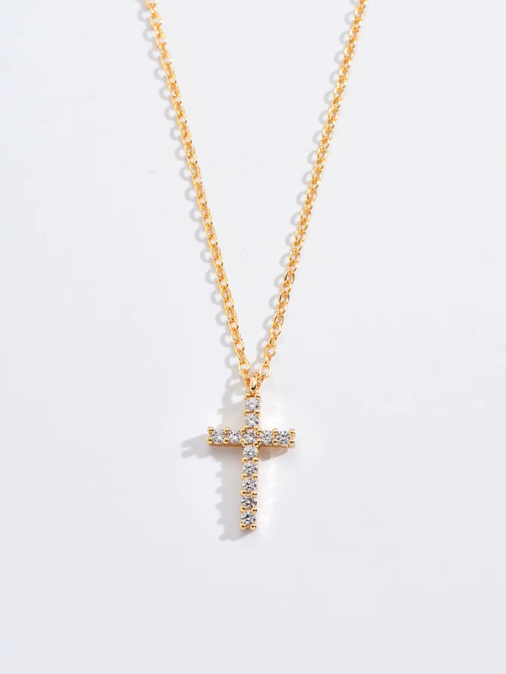 Fashion New Zircon Inlaid Cross Necklace Pendant Jewelry for Women Gold Color Long Clavicle Chain Necklaces