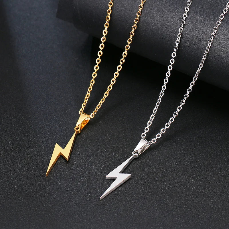 Stainless Steel Necklace Hot Lightning Necklaces for Women Protection Pendants for Girlfriend Gifts Charms Jewelry