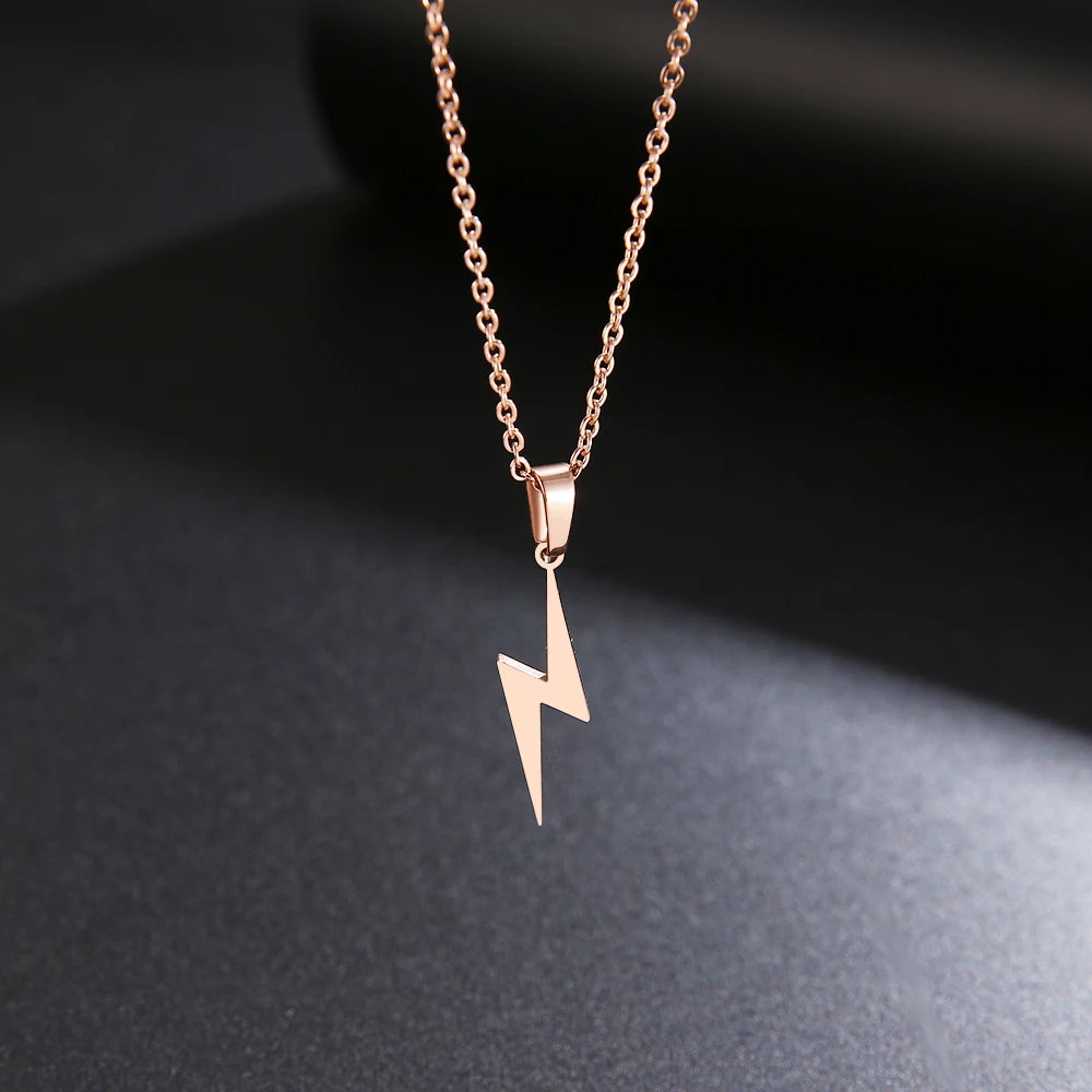 Stainless Steel Necklace Hot Lightning Necklaces for Women Protection Pendants for Girlfriend Gifts Charms Jewelry