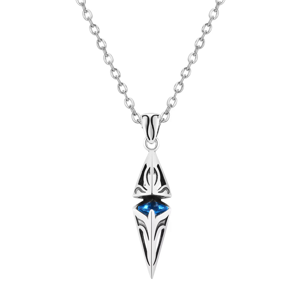 Stylish Blue Stone Necklaces for Men, Stainless Steel Cube Geometric Pendant Collar Jewelry, Birthday Party Gifts for Him