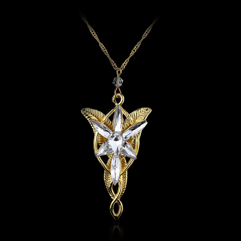 Lord Rings Arwen Evenstar Necklace the Elves Princess Fashion Crystal Cubic Zirconia Stone Pendant for Women Wedding Gifts