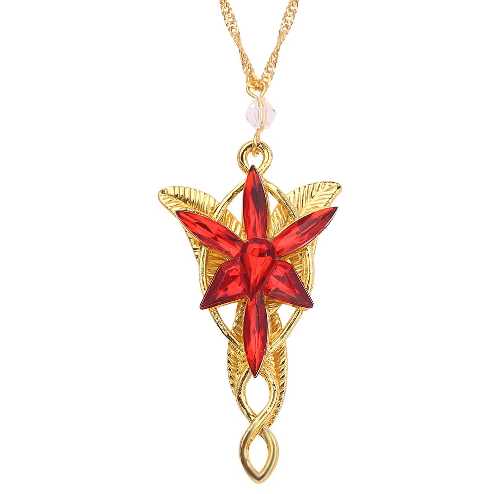 Lord Rings Arwen Evenstar Necklace the Elves Princess Fashion Crystal Cubic Zirconia Stone Pendant for Women Wedding Gifts