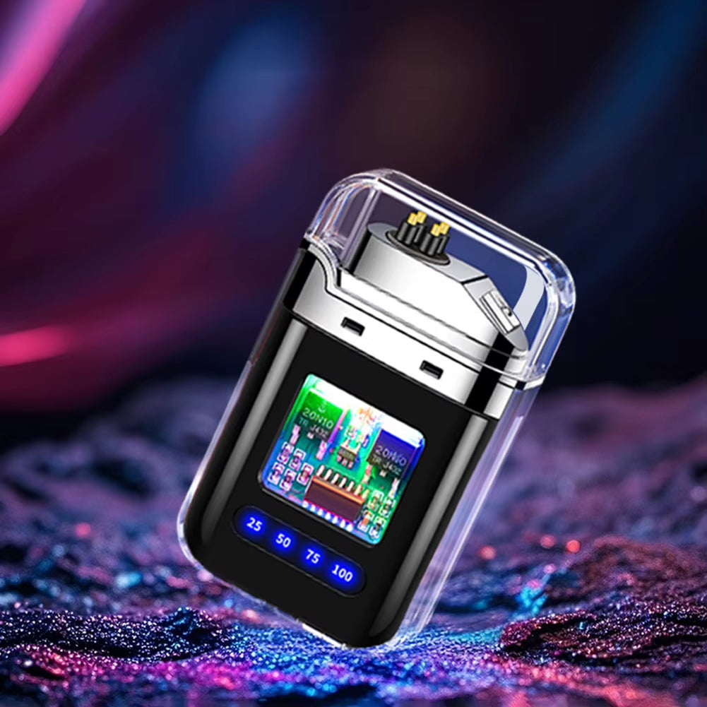 Rechargeable Electronic Lighter Transparent USB Flameless Lighter with Digital Display Present for Dad