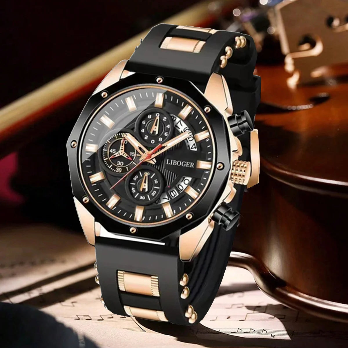 Fashion Men Watch Silica Gel Strap Mens Quartz Watches Date Function Business Casual Watch for Men Gift