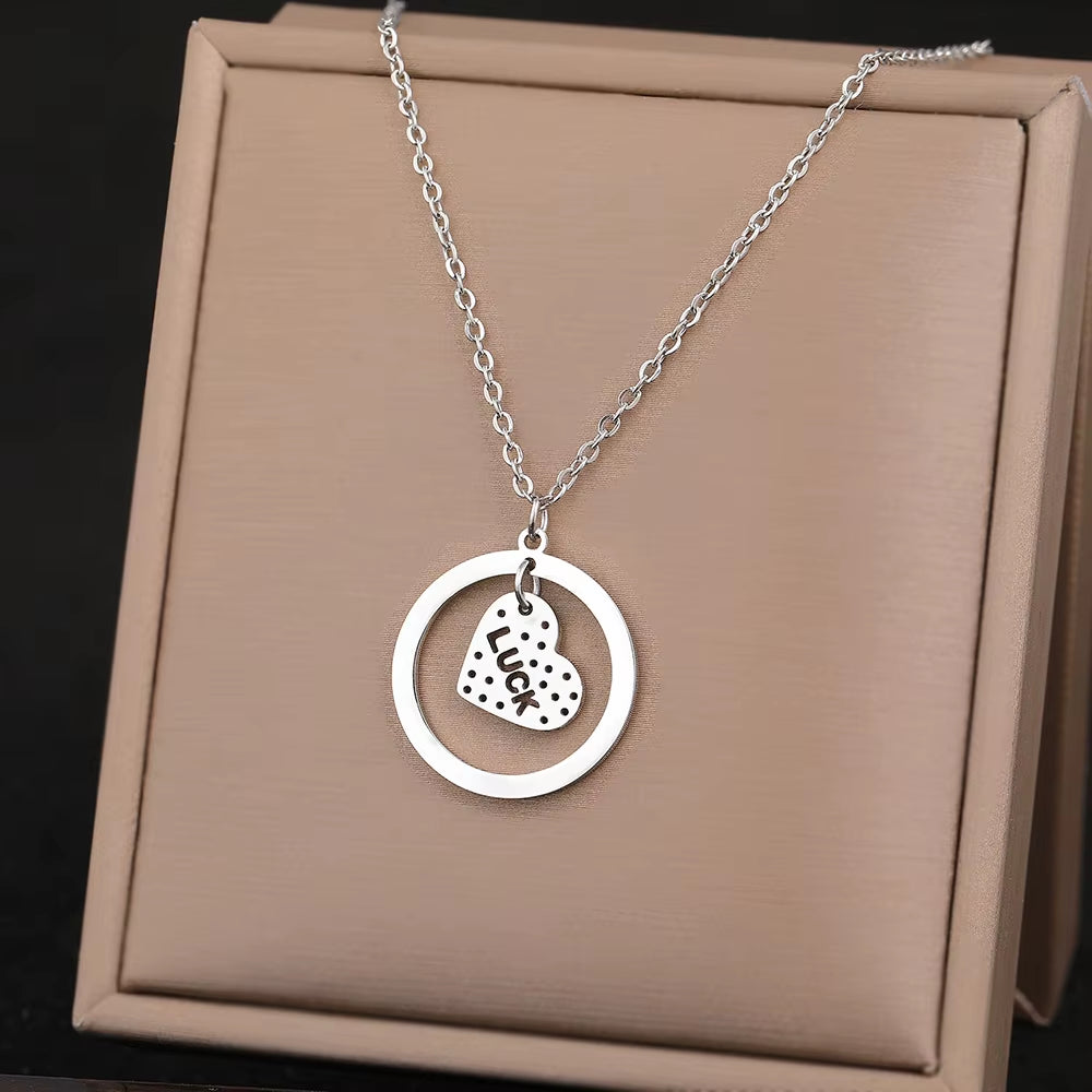 Stainless Steel Necklaces Elegant Exquisite Heart Infinity Symbol Heartbeat Pendants Chain Trend Fine Necklace for Women Jewelry
