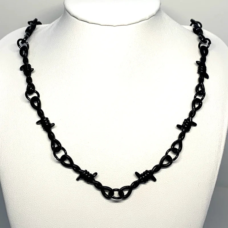 Small Wire Brambles Iron Heart Choker Necklace Women Hip-Hop Gothic Punk Style Barbed Wire Little Thorns Chain Choker Gifts